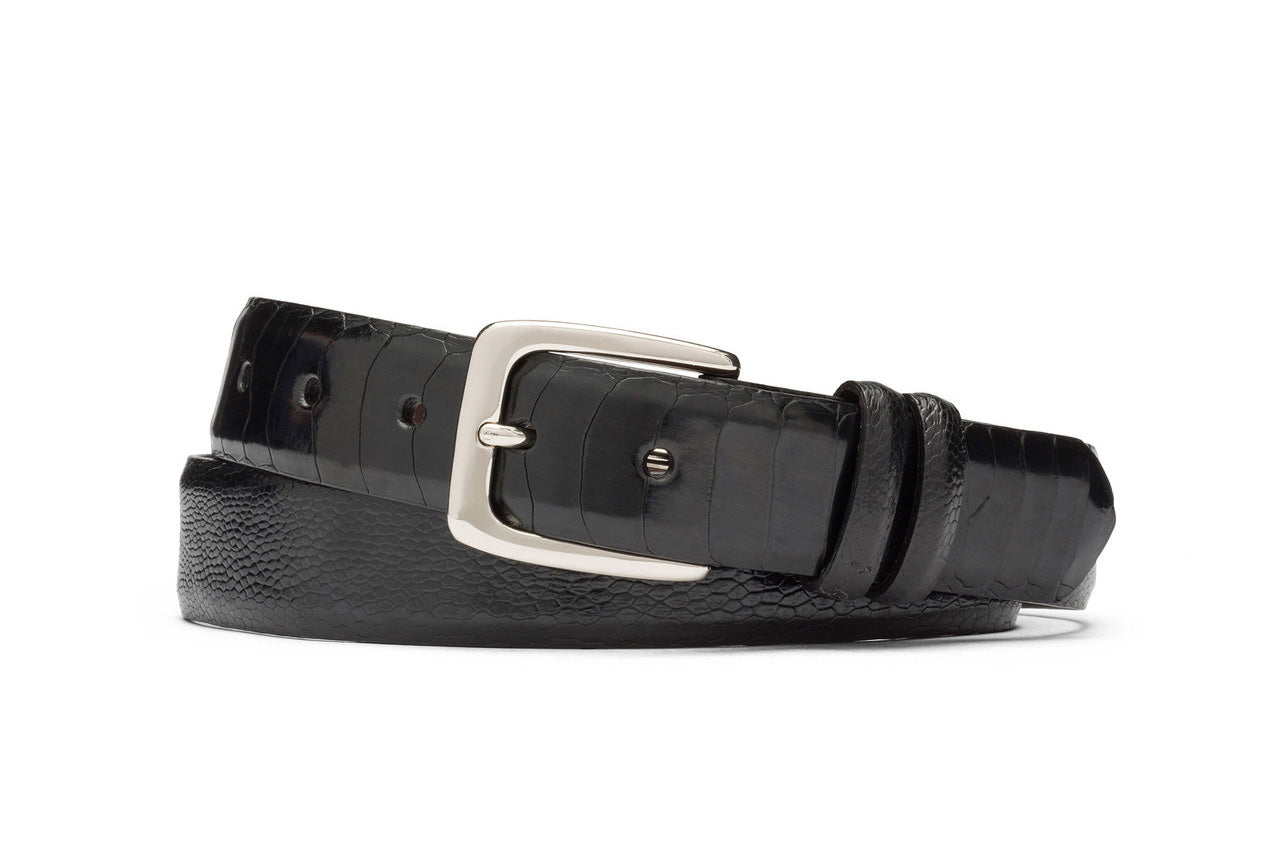 1 1/4" OSTRICH LEG BELT - BLACK