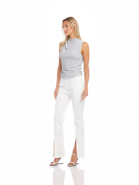DOUBLE STRETCH TWILL FRONT SLIT PANT - OFF WHITE