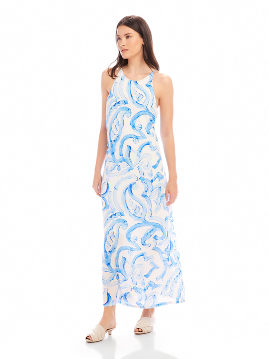 SERA PAISLEY PRINTCREPE A LINE DRESS