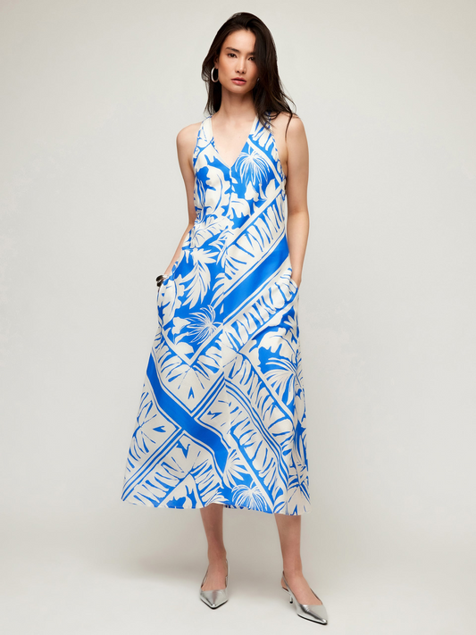 MALLORCA PALM SCARF PRINT COTTON DRESS