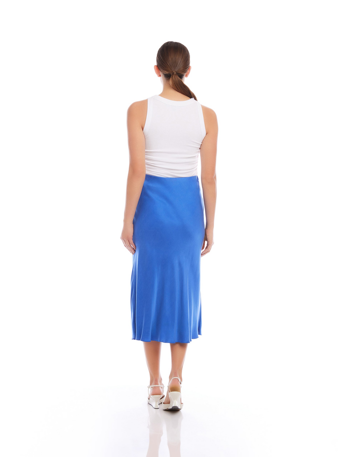 MIA CUPRO BIAS MIDI SKIRT - COBALT