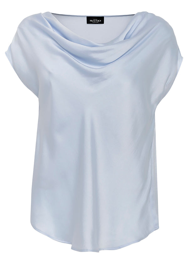 MATT PROSI DRAPE SILK BLEND TOP - LIGHT BLUE