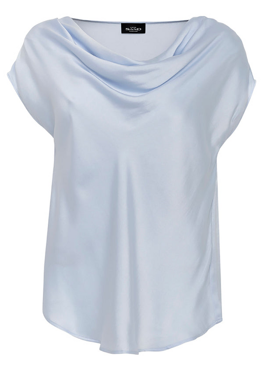 MATT PROSI DRAPE SILK BLEND TOP - LIGHT BLUE