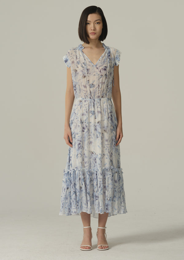 LALIE FLORAL PRINT SILK BLEND DRESS