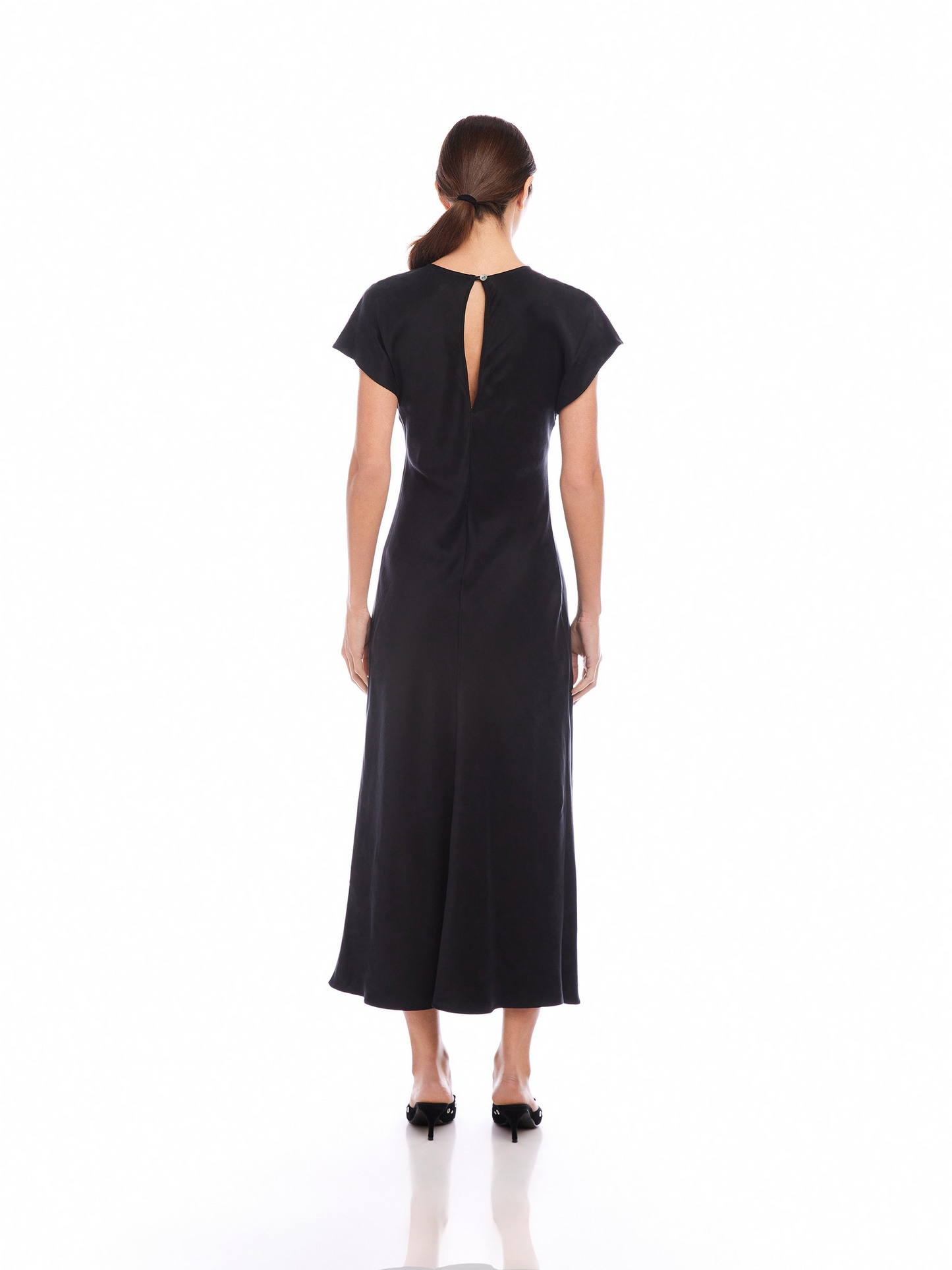 EMMELINE CUPRO WOVEN BIAS DRESS - BLACK