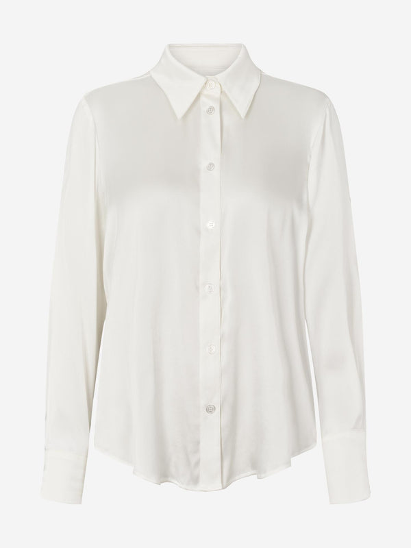 MATT LATIA LONG SILK BLEND BLOUSE - WHITE