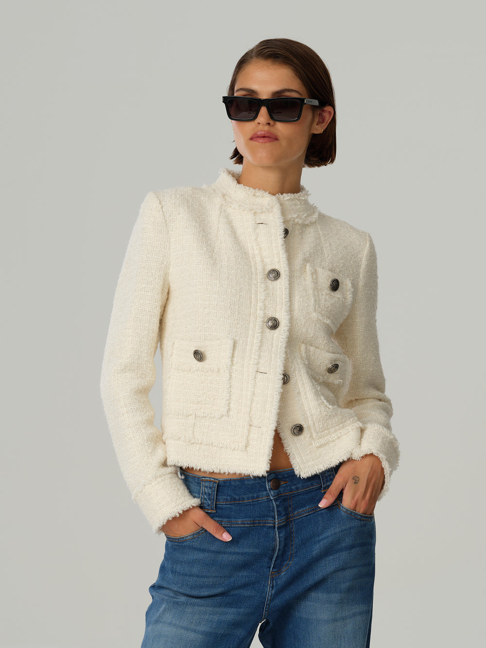 LIGHT CHILI TWEED JACKET - OFF WHITE