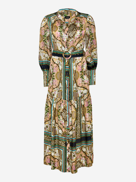 OXANA VINTAGE PRINT SILK DRESS