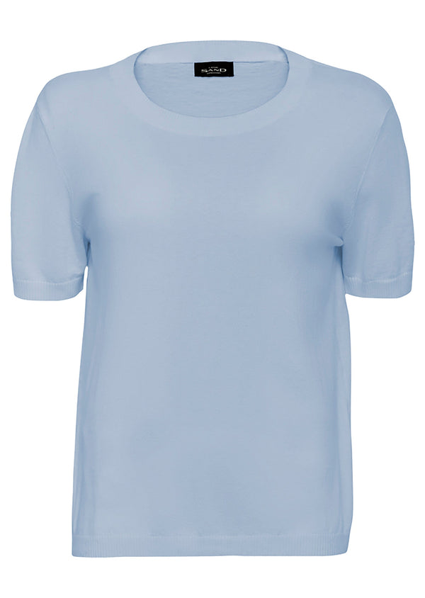 DELMY COTTON CASHMERE TOP - LIGHT BLUE