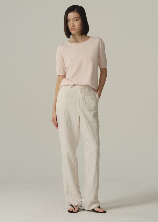 DELMY COTTON CASHMERE TOP - LIGHT PINK