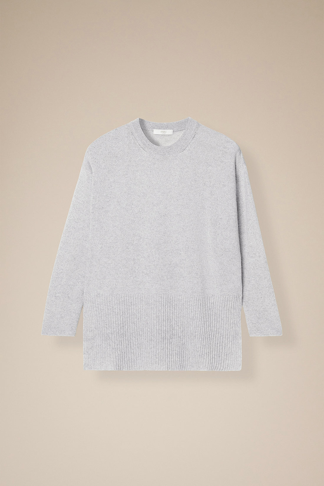 NICHE LIGHT GREY CASHMERE CREW NECK SWEATER