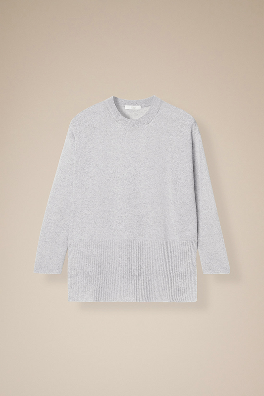 NICHE LIGHT GREY CASHMERE CREW NECK SWEATER