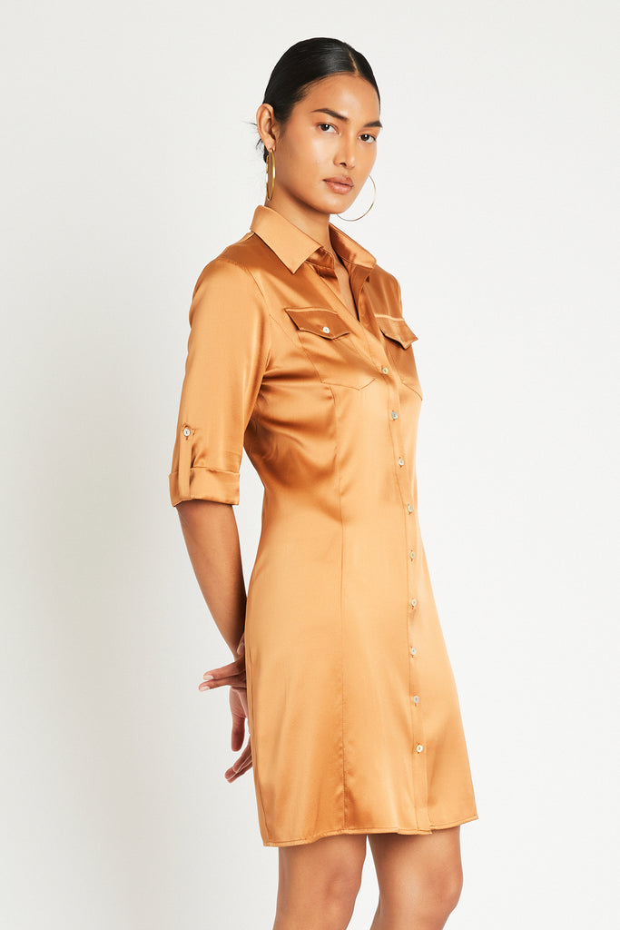 YVES SILK DRESS - COPPER