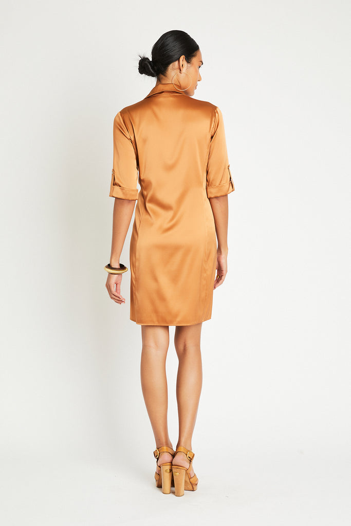 YVES SILK DRESS - COPPER