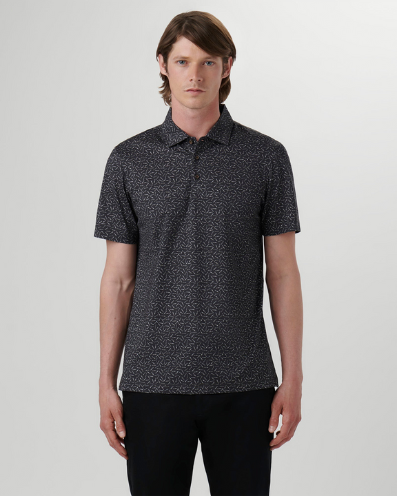 Jacquard-jersey polo shirt with op-art motif