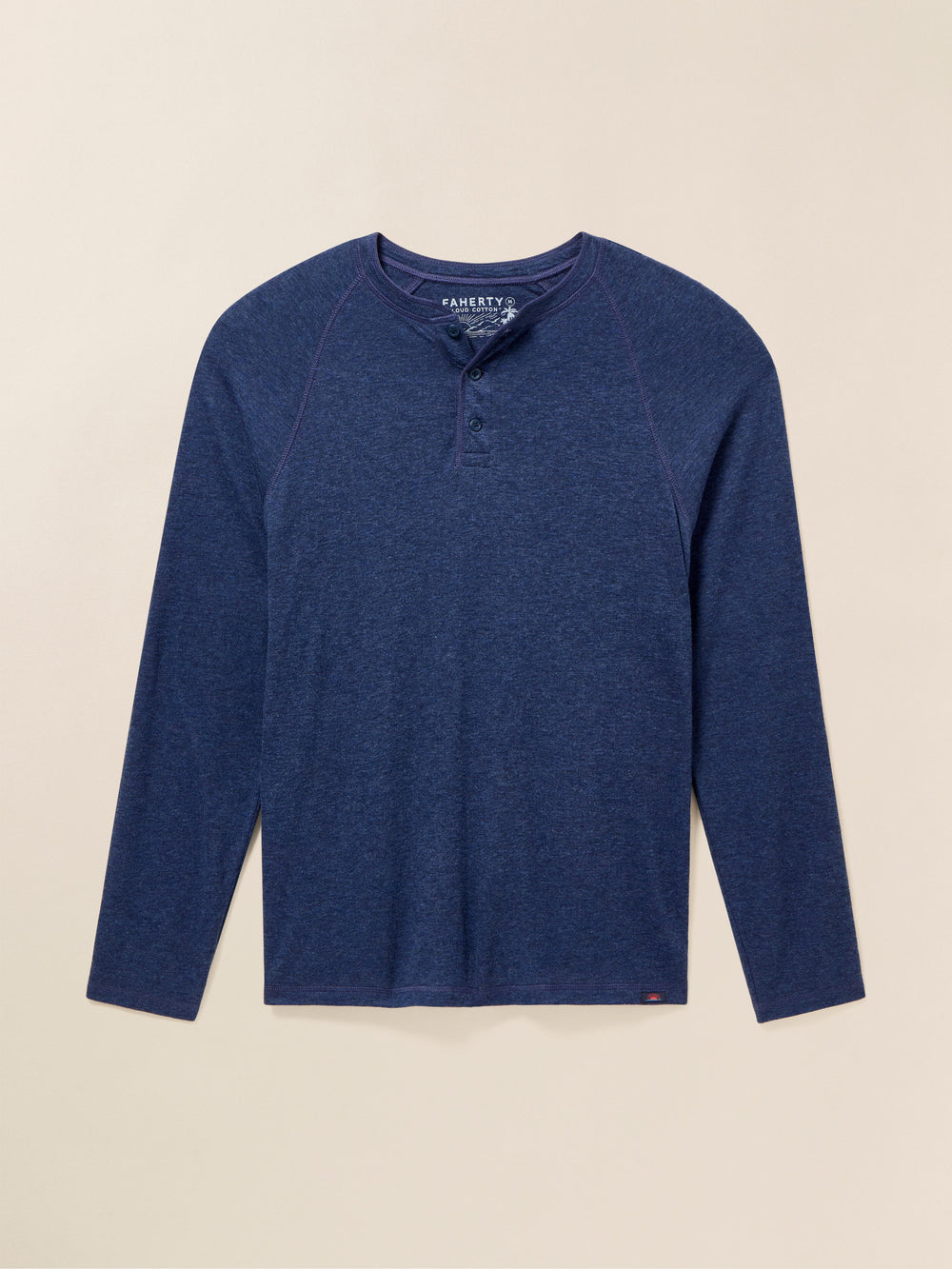 CLOUD LONG SLEEVE HENLEY - BALTIC NAVY HEATHER