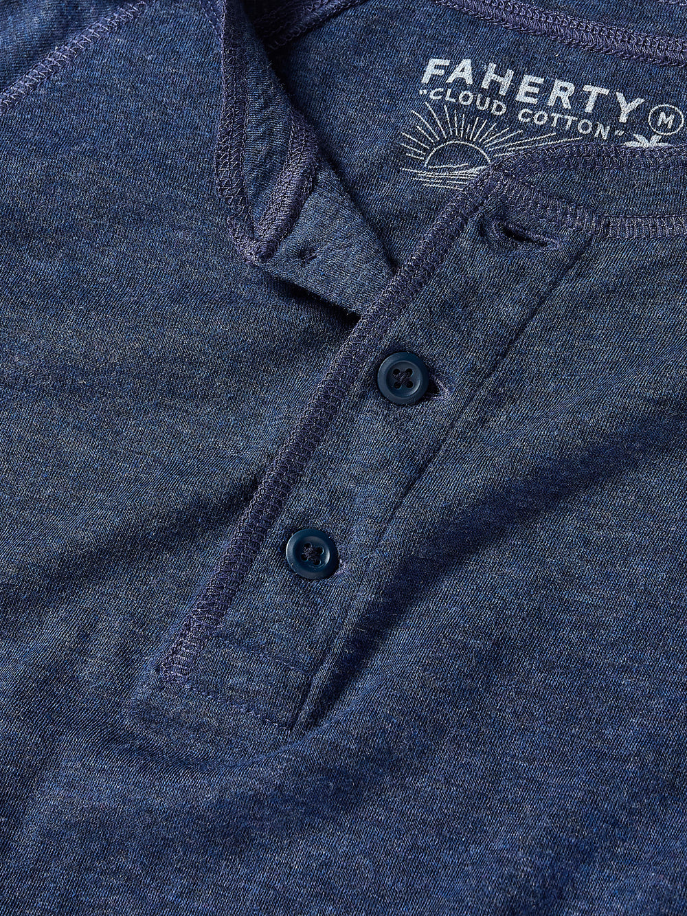 CLOUD LONG SLEEVE HENLEY - BALTIC NAVY HEATHER