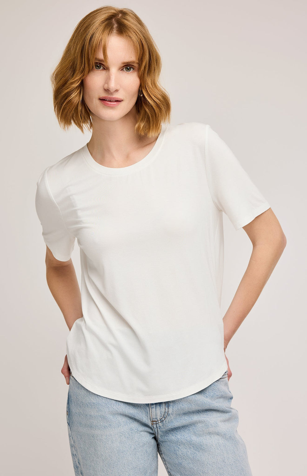 BRIELLE CREW NECK T-SHIRT - WHITE