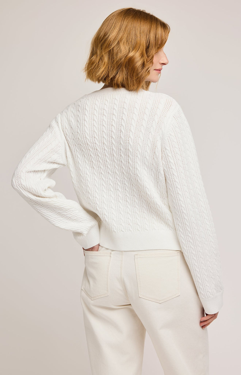 JANICE SOFT CABLE KNIT SWEATER - WHITE