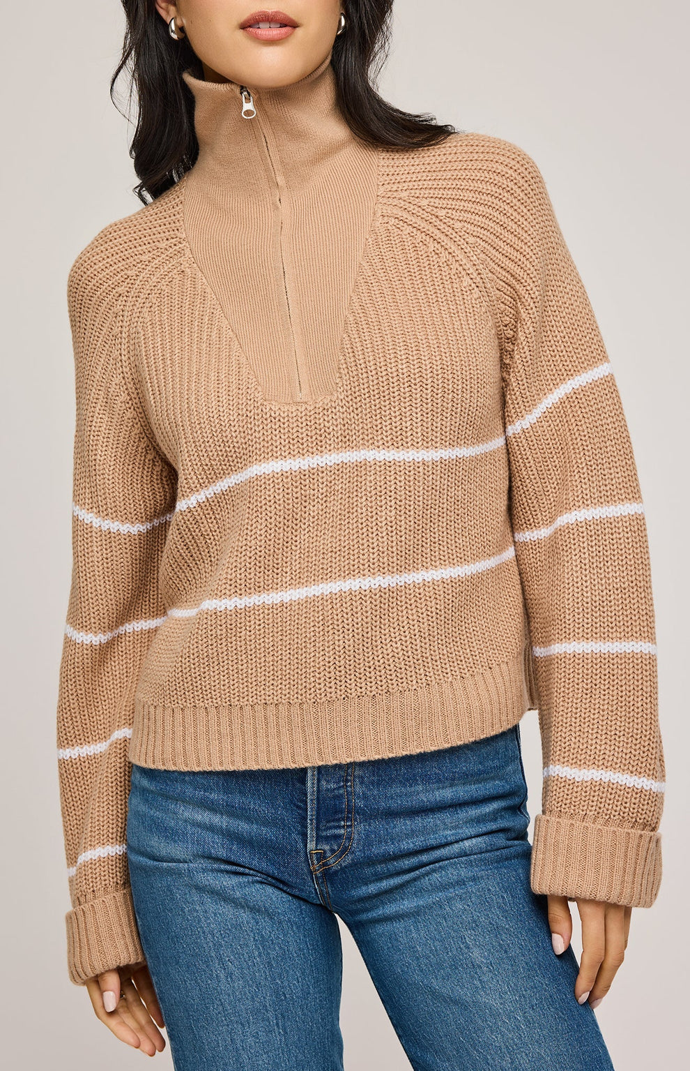 DECLAN HALF ZIP PULLOVER - TAN