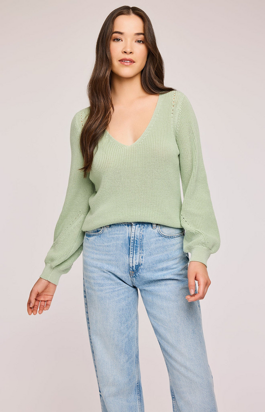 HAILEY V-NECK SWEATER - CACTUS