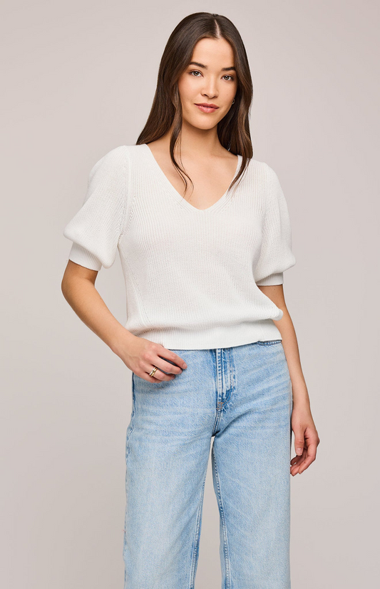 PHOEBE V-NECK PULLOVER - WHITE