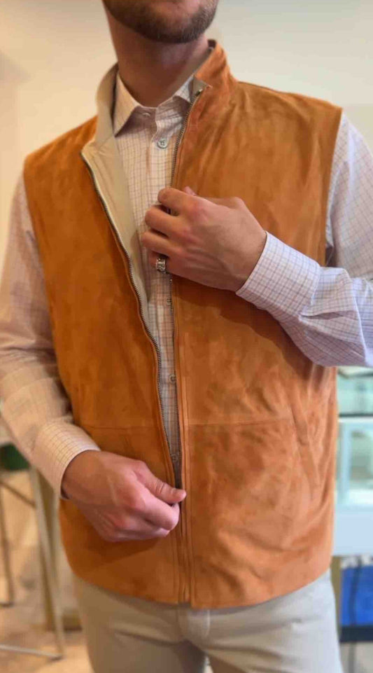 VERNACCIA REVERSIBLE SUEDE VEST - LIGHT VICUNA