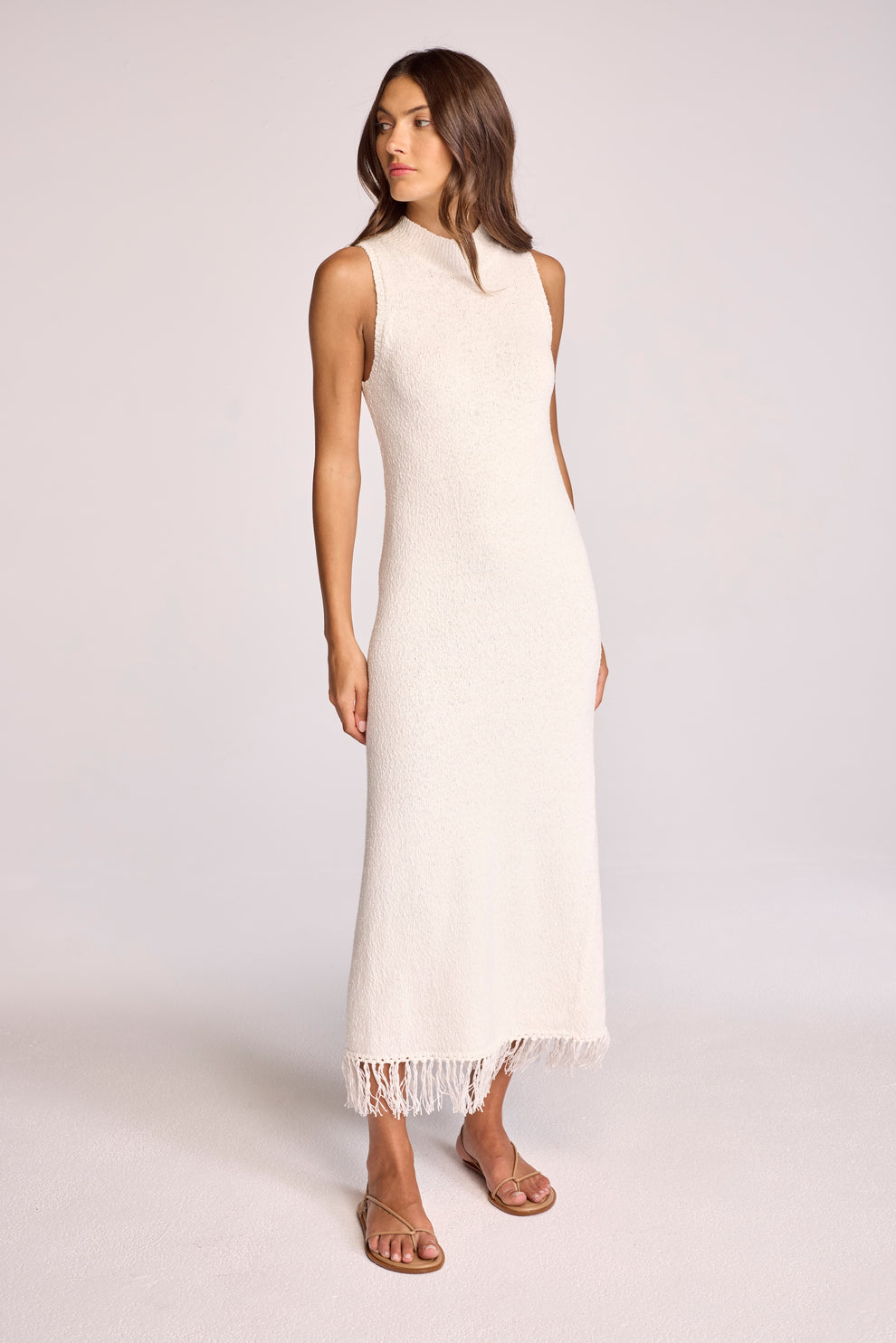 INDIA LONG BOUCLE DRESS - CREAM