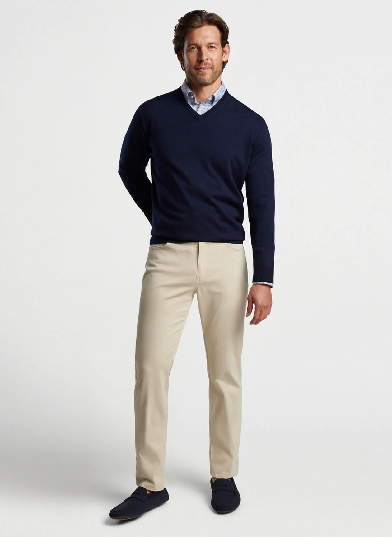 AUTUMN CREST V-NECK SWEATER - NAVY