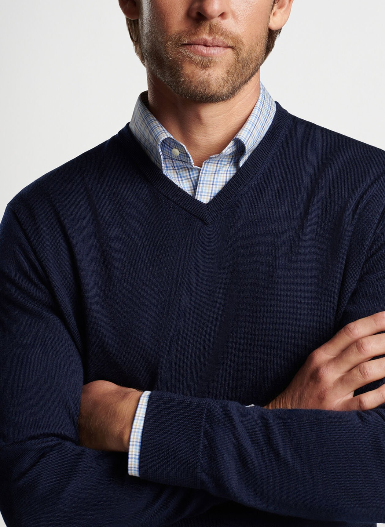 AUTUMN CREST V-NECK SWEATER - NAVY