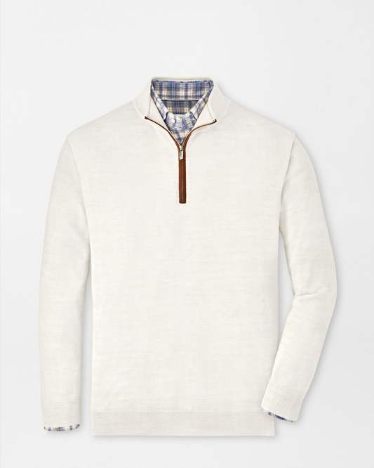 AUTUMN CREST SUEDE TRIM 1/4 ZIP SWEATER - IVORY