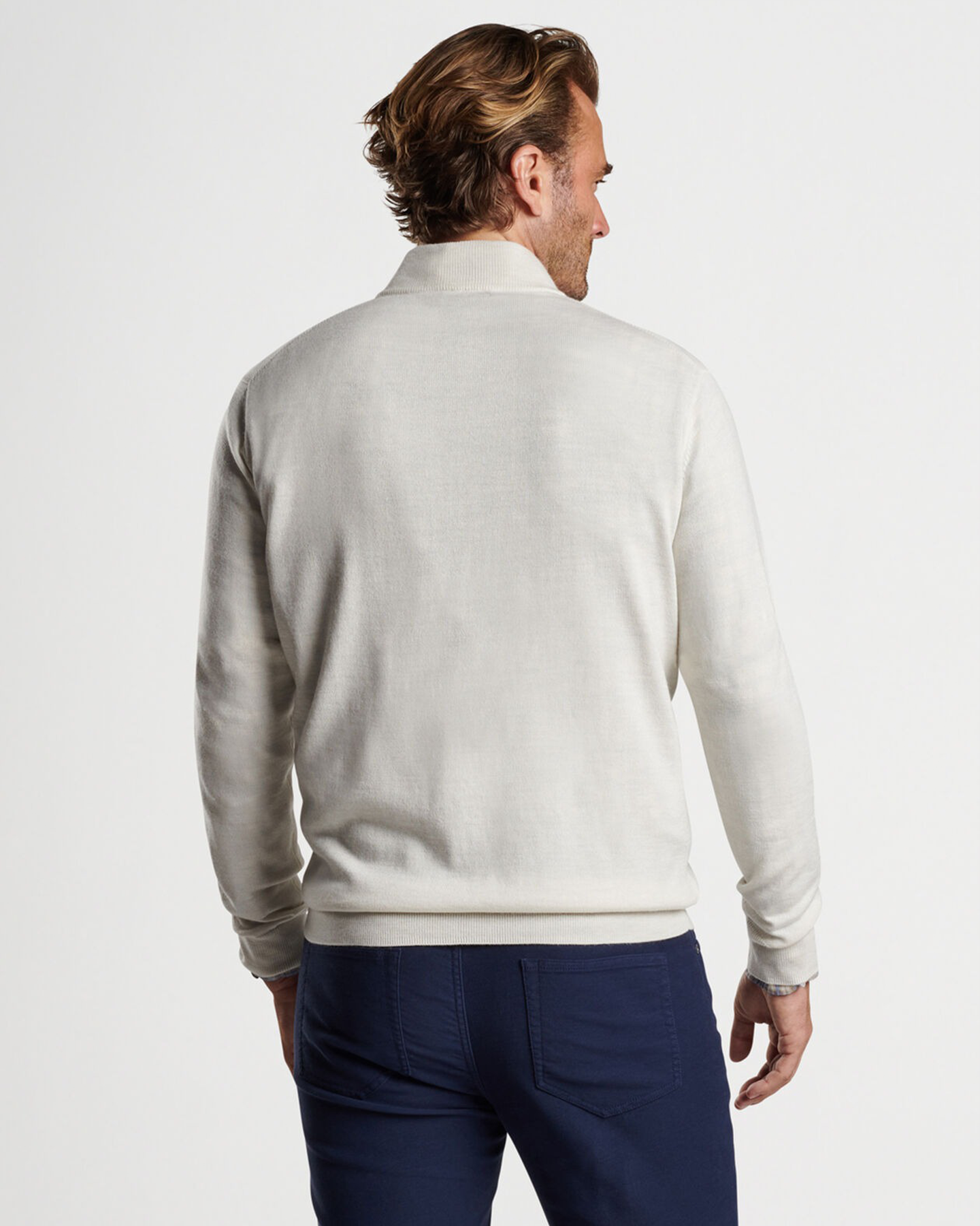 AUTUMN CREST SUEDE TRIM 1/4 ZIP SWEATER - IVORY