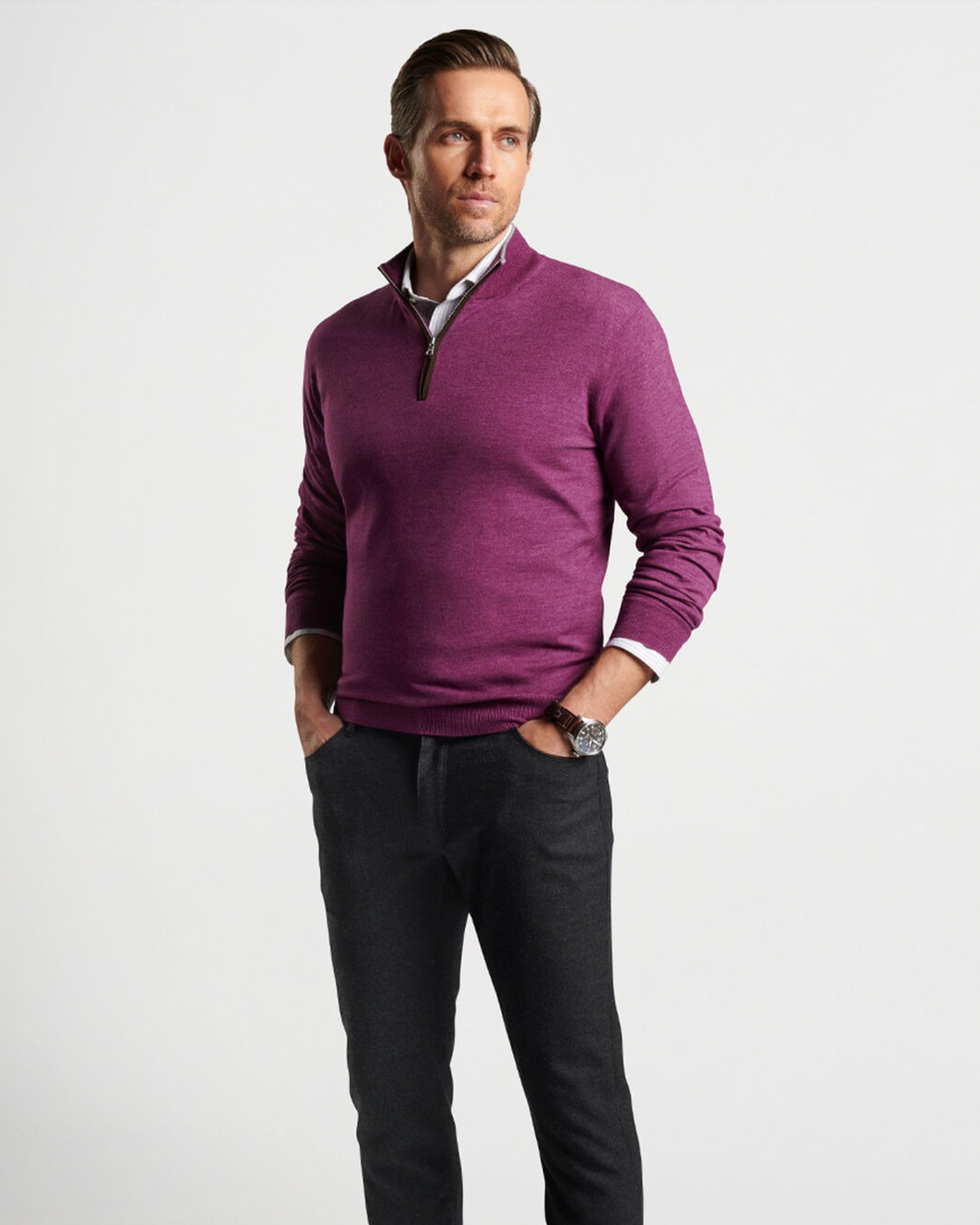 EXCURSIONIST FLEX 1/4 ZIP SWEATER - MERLOT