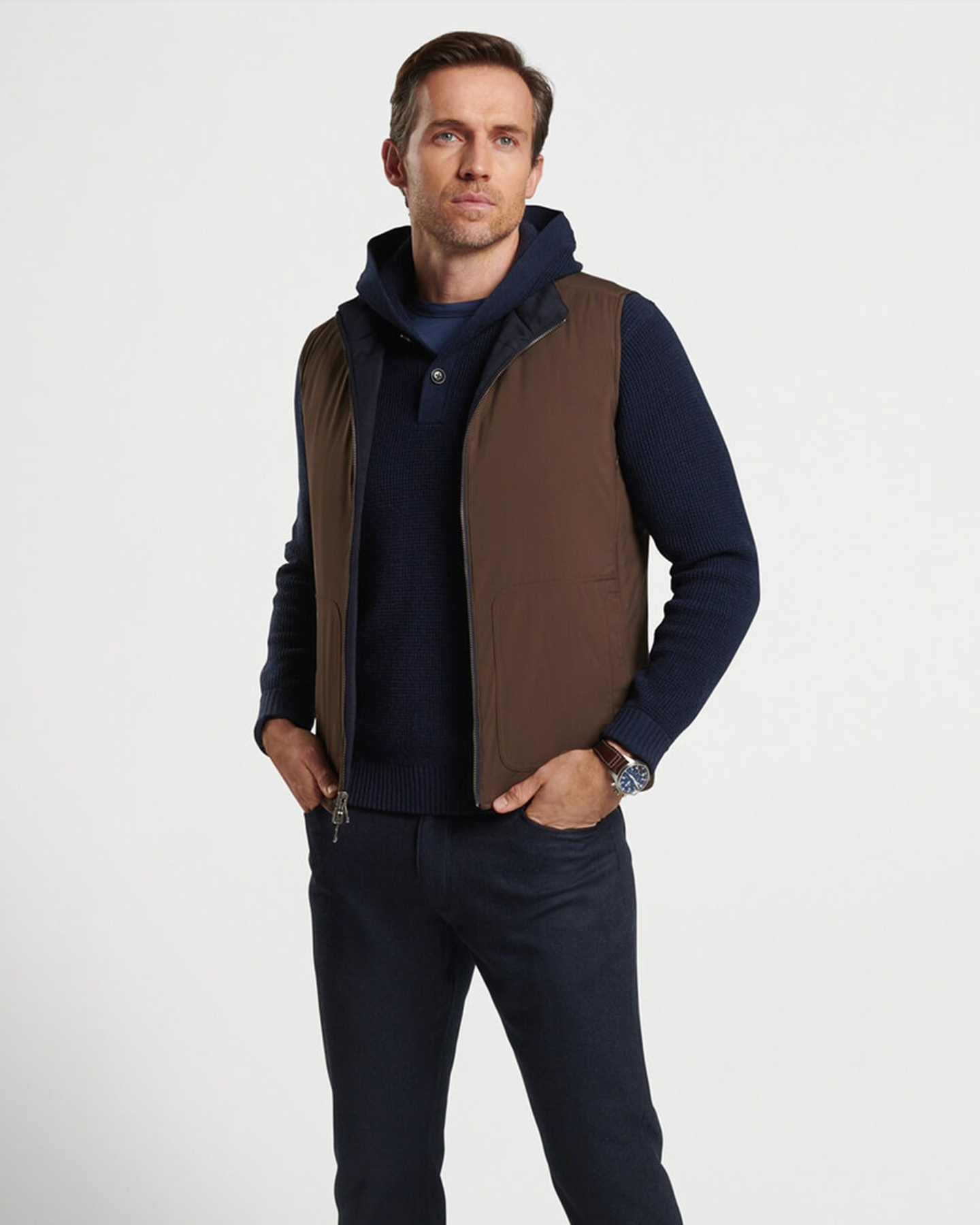 EXCURSIONIST FLEX REVERSIBLE KNIT VEST - NAVY/ESPRESSO