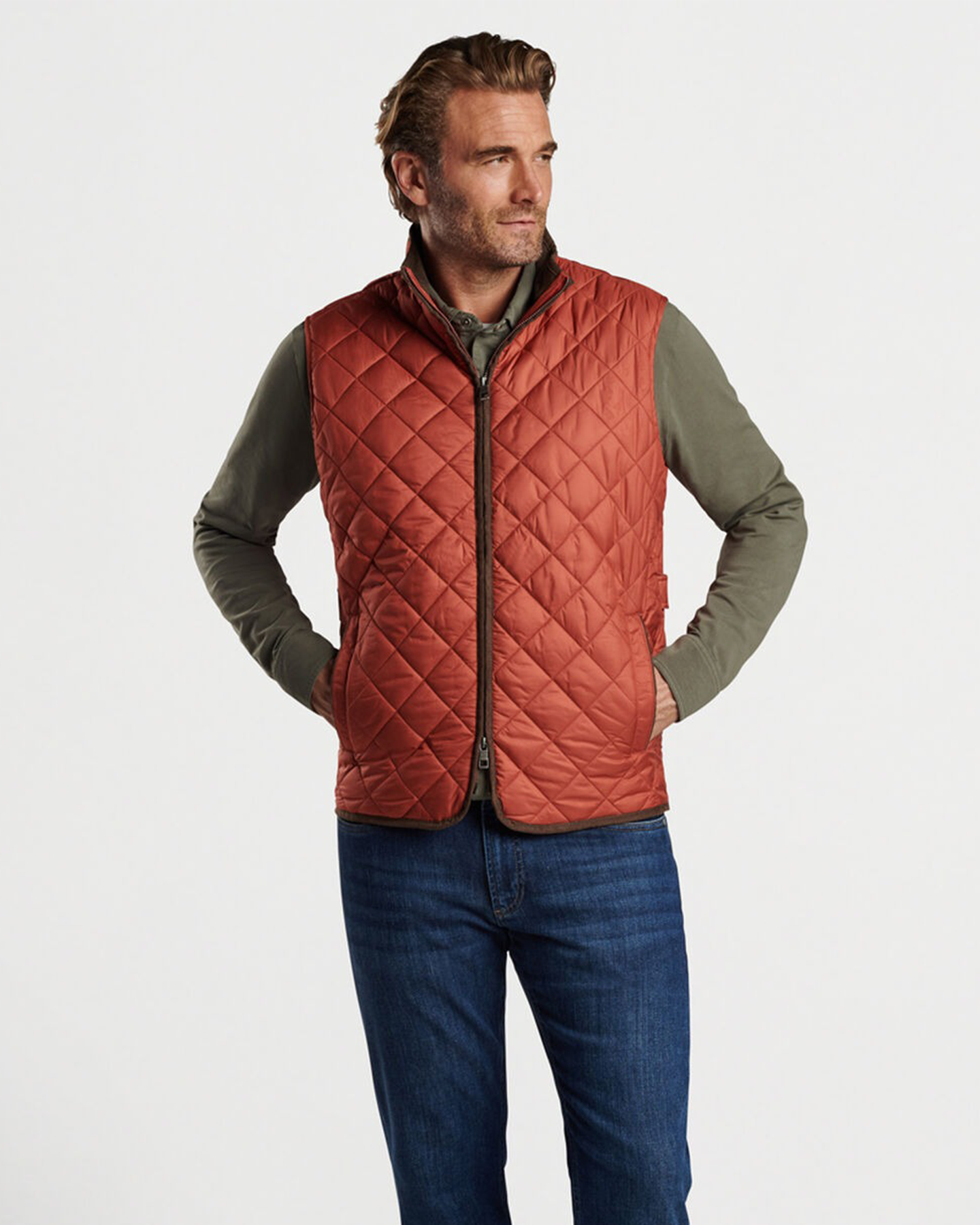 ESSEX QUILTED VEST - BURNT ORANGE