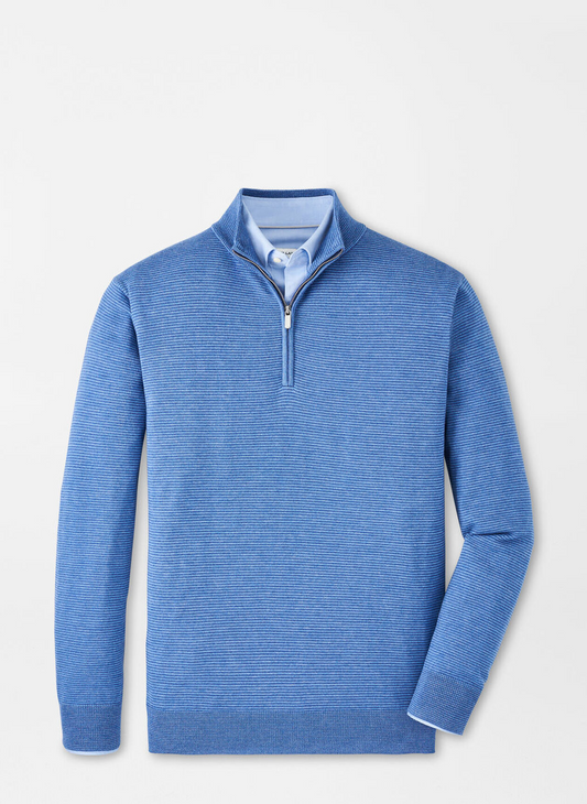 CANTON STRIPE 1/4 ZIP SWEATER - OCEAN BLUE