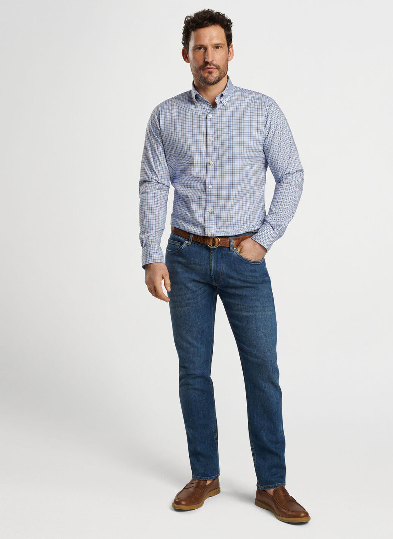 ALBERT CROWN LITE COTTON STRETCH SHIRT - GALAXY