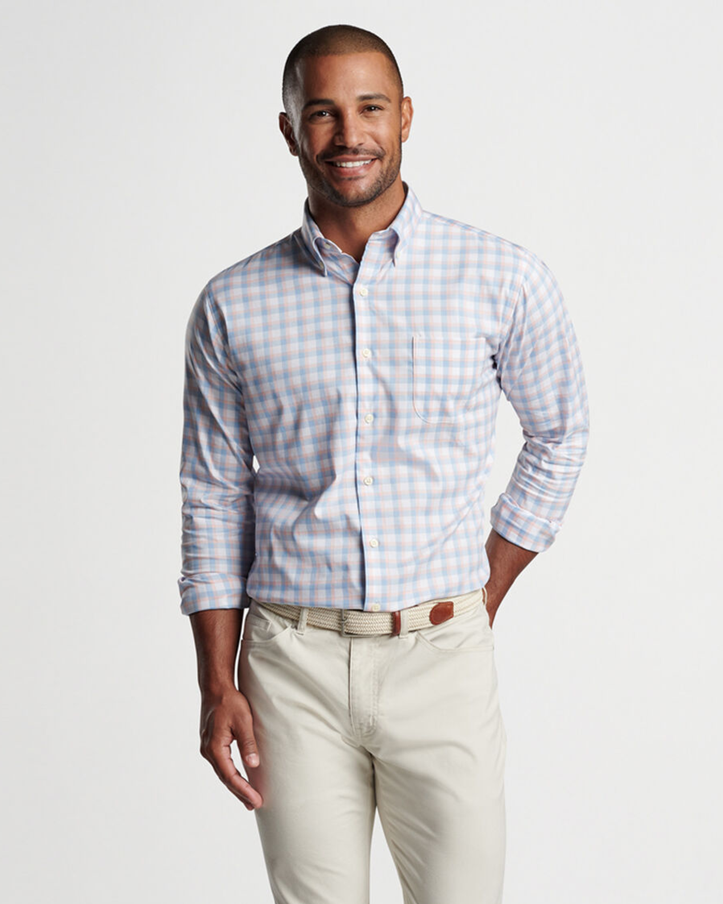 WILKESON CROWN LITE COTTON-STRETCH SHIRT - LARKSPUR