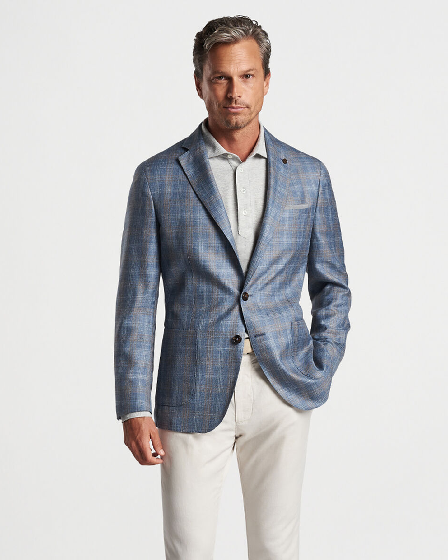 ANDOVER PLAID SOFT JACKET - BLUE PEARL