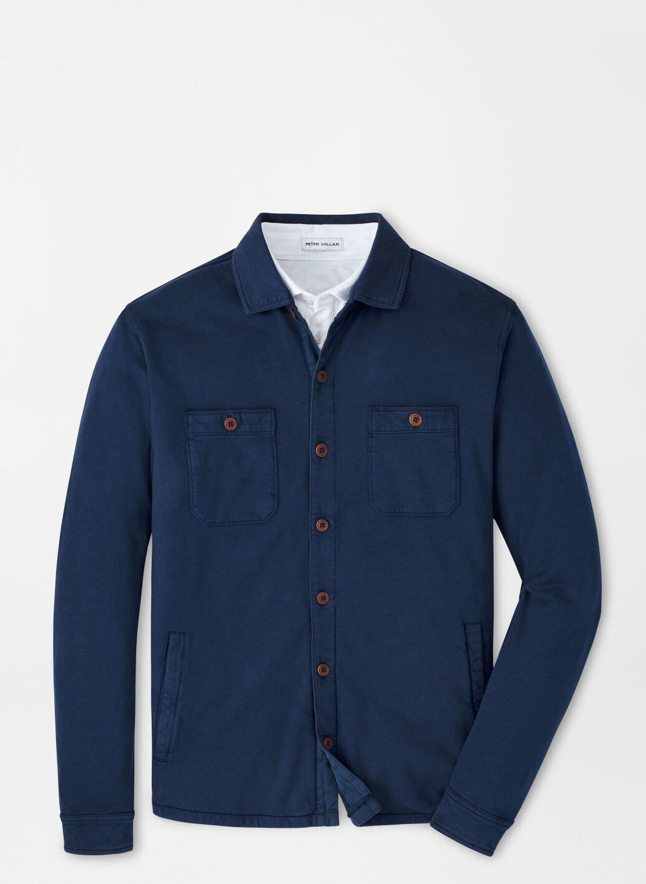 LAVA WASH FLEECE KNIT SHIRT JACKET - NAVY