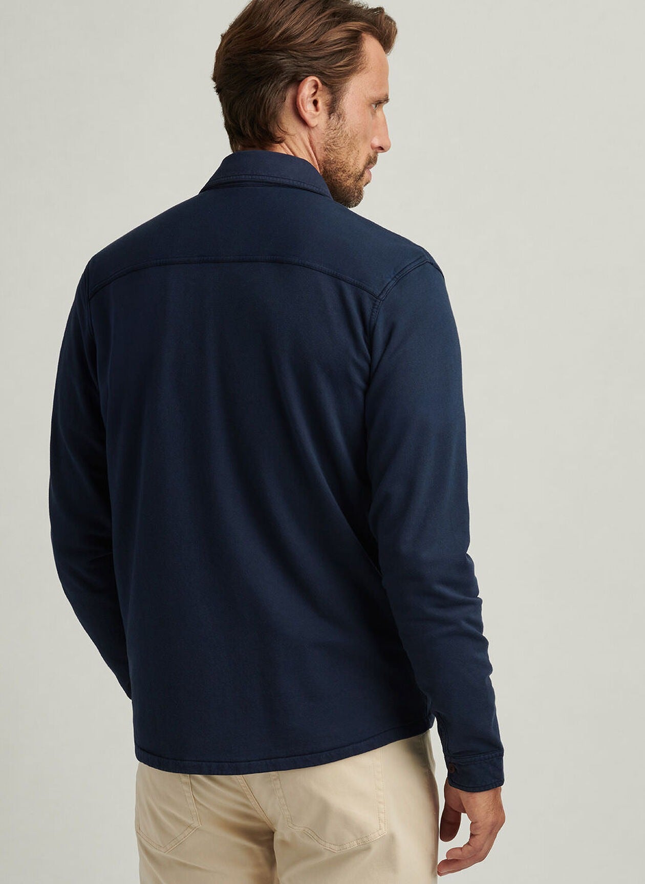 LAVA WASH FLEECE KNIT SHIRT JACKET - NAVY