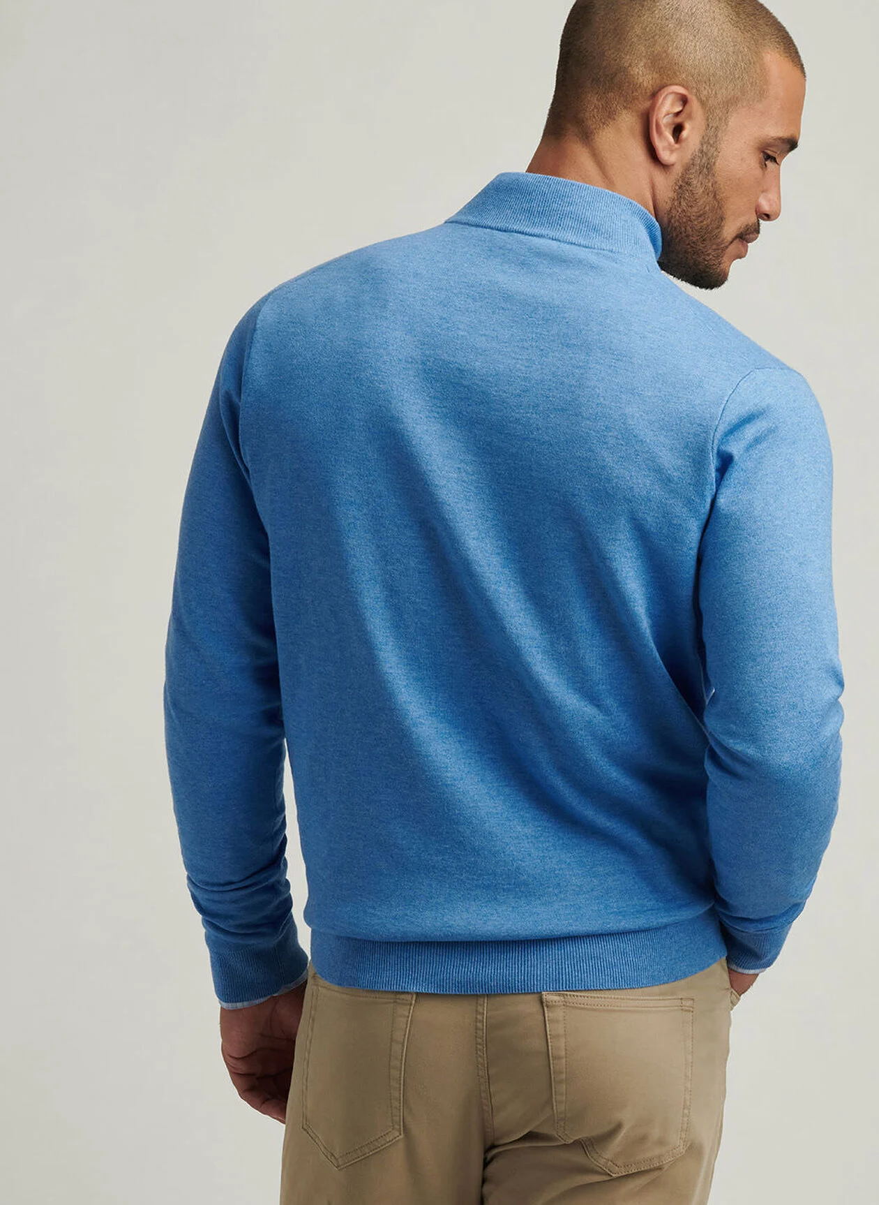 COOLSPUN COTTON 1/4 ZIP SWEATER - BLUE POPPY