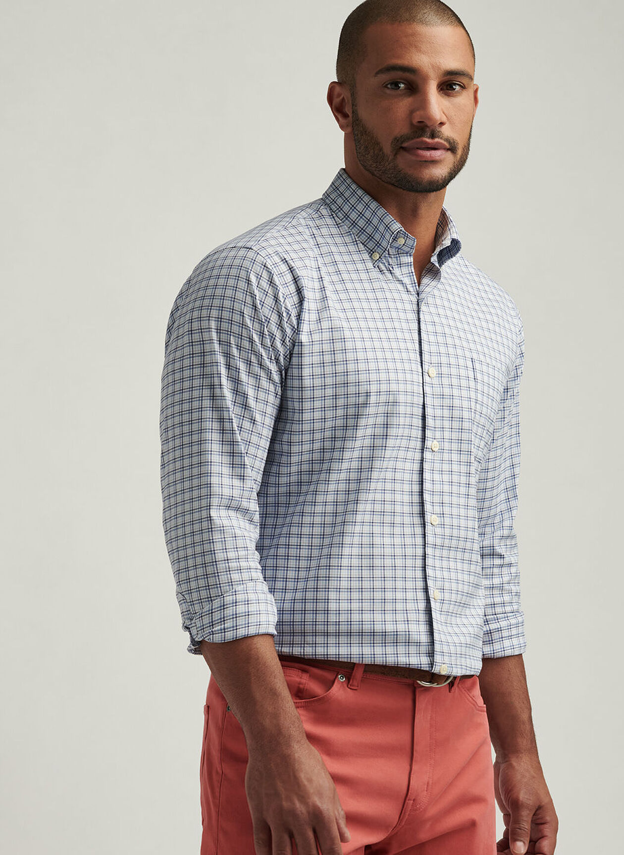 ALBERT CROWN LITE COTTON STRETCH SHIRT - BLUE FREESIA