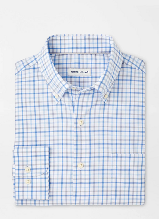 CALGARY CROWN LITE COTTON STRETCH SHIRT - BLUE POPPY