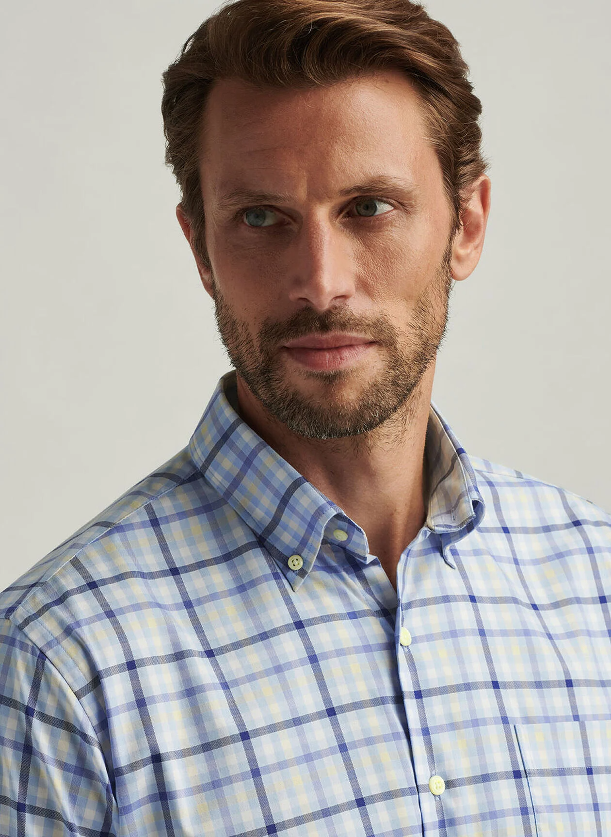 CHAMBLY CROWN LITE COTTON STRETCH SHIRT - MORNING BLUE