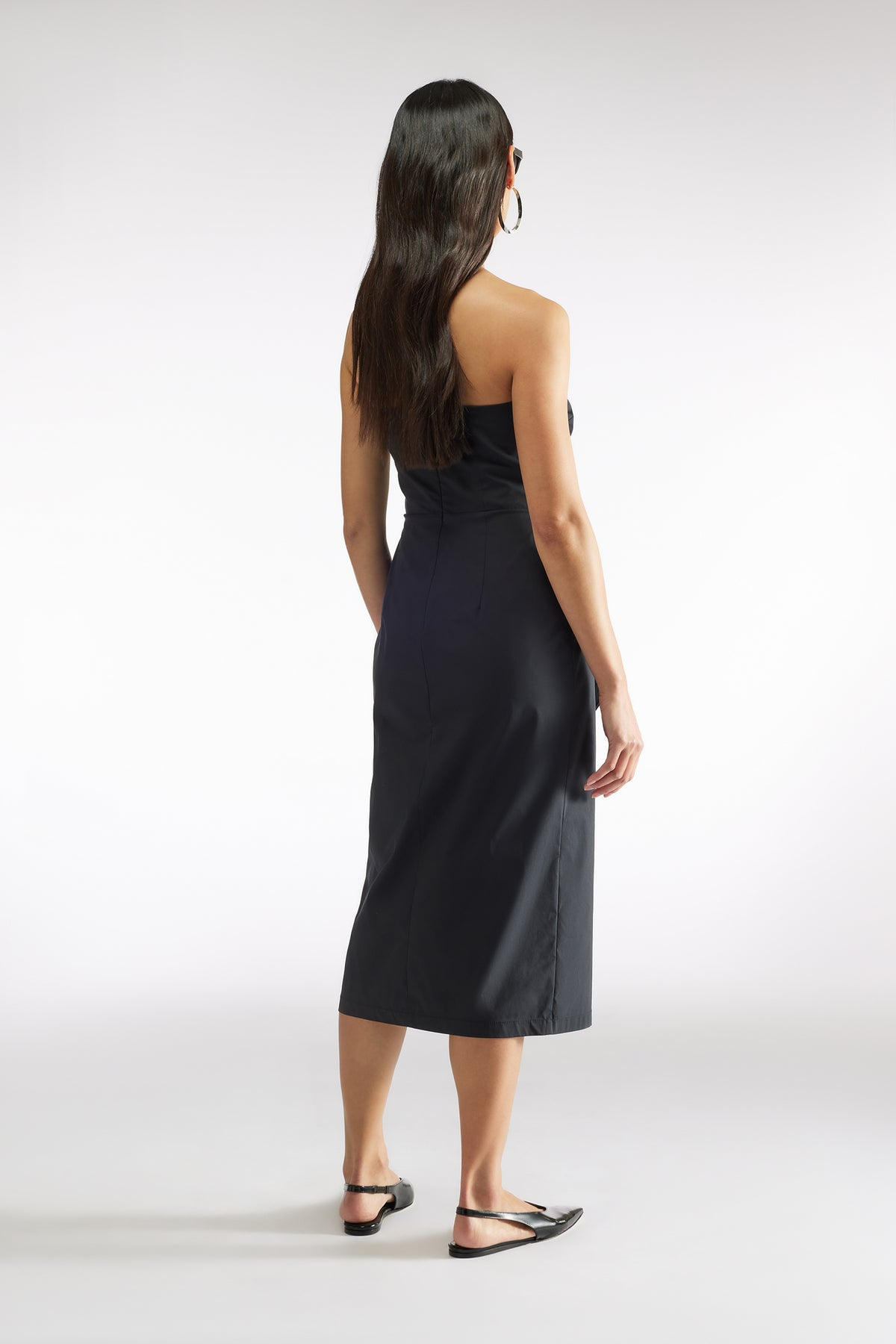 STRAPLESS COTTON BLEND BODY DRESS - BLACK