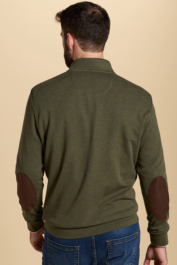 BREWSTER 1/4 ZIP SWEATER - OLIVE HEATHER