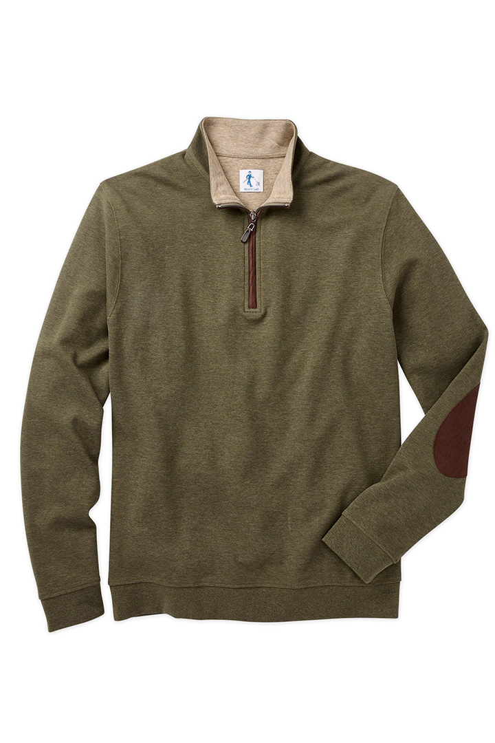 BREWSTER 1/4 ZIP SWEATER - OLIVE HEATHER