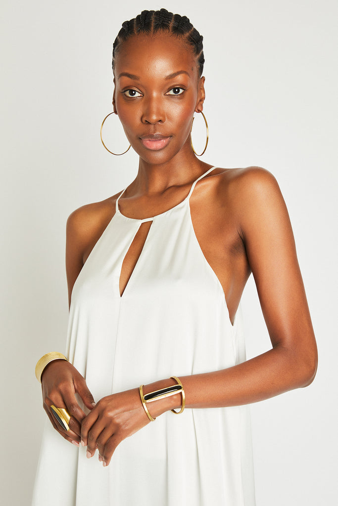 SIENNA LONG SILK DRESS - OFF WHITE