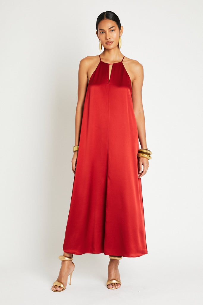 SIENNA LONG SILK DRESS - TERRA